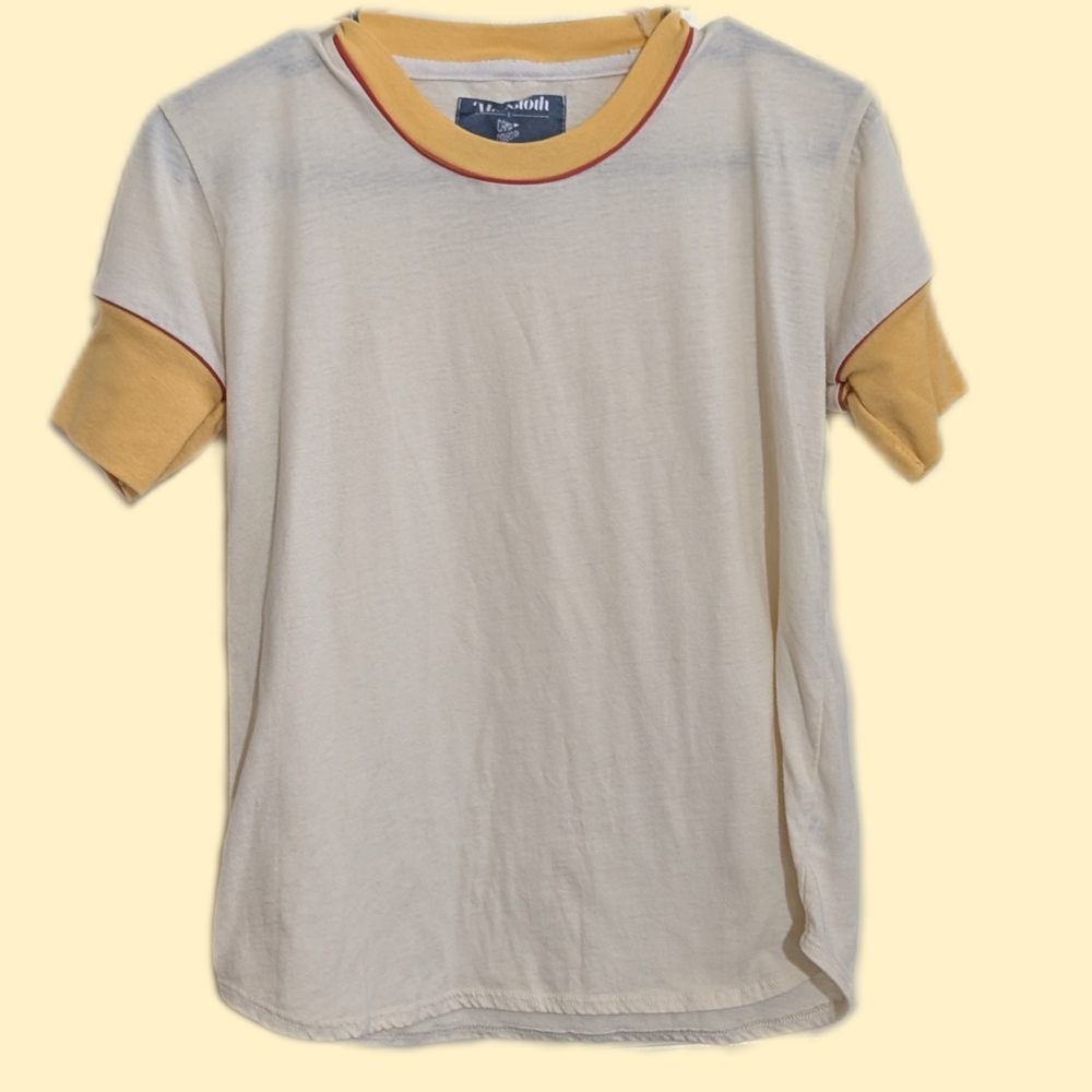Women's Cream and Yellow T-Shirt